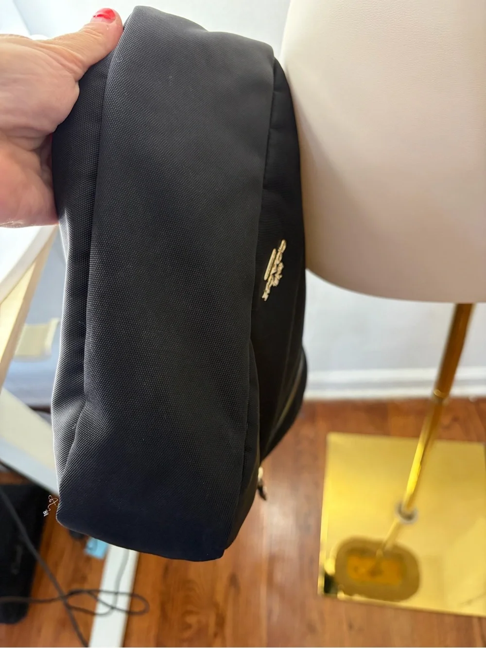 Y2K Coach Black Nylon Messenger Bag with Gold Accents and leather trim